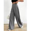 imageMakeMeChic Womens Pleated Wide Leg Pants Asymmetrical Waist Tummy Control TrousersGrey