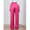 imageMakeMeChic Womens Satin Silk High Waisted Wide Leg Pants with PocketsPink
