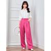 imageMakeMeChic Womens Satin Silk High Waisted Wide Leg Pants with PocketsPink