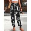 imageMakeMeChic Womens Summer Beach Tropical Printed Pants Hawaiian Palazzo Jogger Pant High Waist TrousersBlack B