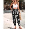 imageMakeMeChic Womens Summer Beach Tropical Printed Pants Hawaiian Palazzo Jogger Pant High Waist TrousersBlack B