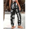 imageMakeMeChic Womens Summer Beach Tropical Printed Pants Hawaiian Palazzo Jogger Pant High Waist TrousersBlack B