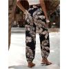 imageMakeMeChic Womens Summer Beach Tropical Printed Pants Hawaiian Palazzo Jogger Pant High Waist TrousersBlack Multi