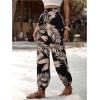 imageMakeMeChic Womens Summer Beach Tropical Printed Pants Hawaiian Palazzo Jogger Pant High Waist TrousersBlack Multi