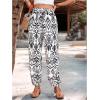imageMakeMeChic Womens Summer Beach Tropical Printed Pants Hawaiian Palazzo Jogger Pant High Waist TrousersBlack and White