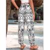 imageMakeMeChic Womens Summer Beach Tropical Printed Pants Hawaiian Palazzo Jogger Pant High Waist TrousersBlack and White