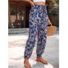 imageMakeMeChic Womens Summer Beach Tropical Printed Pants Hawaiian Palazzo Jogger Pant High Waist TrousersBlue