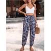 imageMakeMeChic Womens Summer Beach Tropical Printed Pants Hawaiian Palazzo Jogger Pant High Waist TrousersBlue
