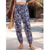imageMakeMeChic Womens Summer Beach Tropical Printed Pants Hawaiian Palazzo Jogger Pant High Waist TrousersBlue