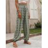 imageMakeMeChic Womens Summer Beach Tropical Printed Pants Hawaiian Palazzo Jogger Pant High Waist TrousersGreen a