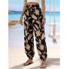 imageMakeMeChic Womens Summer Beach Tropical Printed Pants Hawaiian Palazzo Jogger Pant High Waist TrousersMulticolor B
