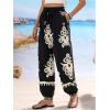 imageMakeMeChic Womens Summer Beach Tropical Printed Pants Hawaiian Palazzo Jogger Pant High Waist TrousersMulticolor C