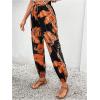imageMakeMeChic Womens Summer Beach Tropical Printed Pants Hawaiian Palazzo Jogger Pant High Waist TrousersOrange