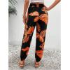 imageMakeMeChic Womens Summer Beach Tropical Printed Pants Hawaiian Palazzo Jogger Pant High Waist TrousersOrange