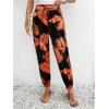 imageMakeMeChic Womens Summer Beach Tropical Printed Pants Hawaiian Palazzo Jogger Pant High Waist TrousersOrange
