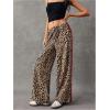 imageMakeMeChic Womens Womens Leopard Pants Side Stripe Cheetah Print Sweatpants Y2K Elastic Waist Straight Leg PantsBrown and Red