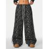 imageMakeMeChic Womens Womens Leopard Pants Side Stripe Cheetah Print Sweatpants Y2K Elastic Waist Straight Leg PantsGrey