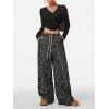 imageMakeMeChic Womens Womens Leopard Pants Side Stripe Cheetah Print Sweatpants Y2K Elastic Waist Straight Leg PantsGrey