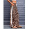 imageMakeMeChic Womens Womens Leopard Pants Side Stripe Cheetah Print Sweatpants Y2K Elastic Waist Straight Leg PantsMulticolor Brown