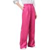 imageMakeMeChic Womens Satin Silk High Waisted Wide Leg Pants with PocketsPink