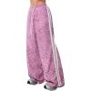 imageMakeMeChic Womens Womens Leopard Pants Side Stripe Cheetah Print Sweatpants Y2K Elastic Waist Straight Leg PantsPink