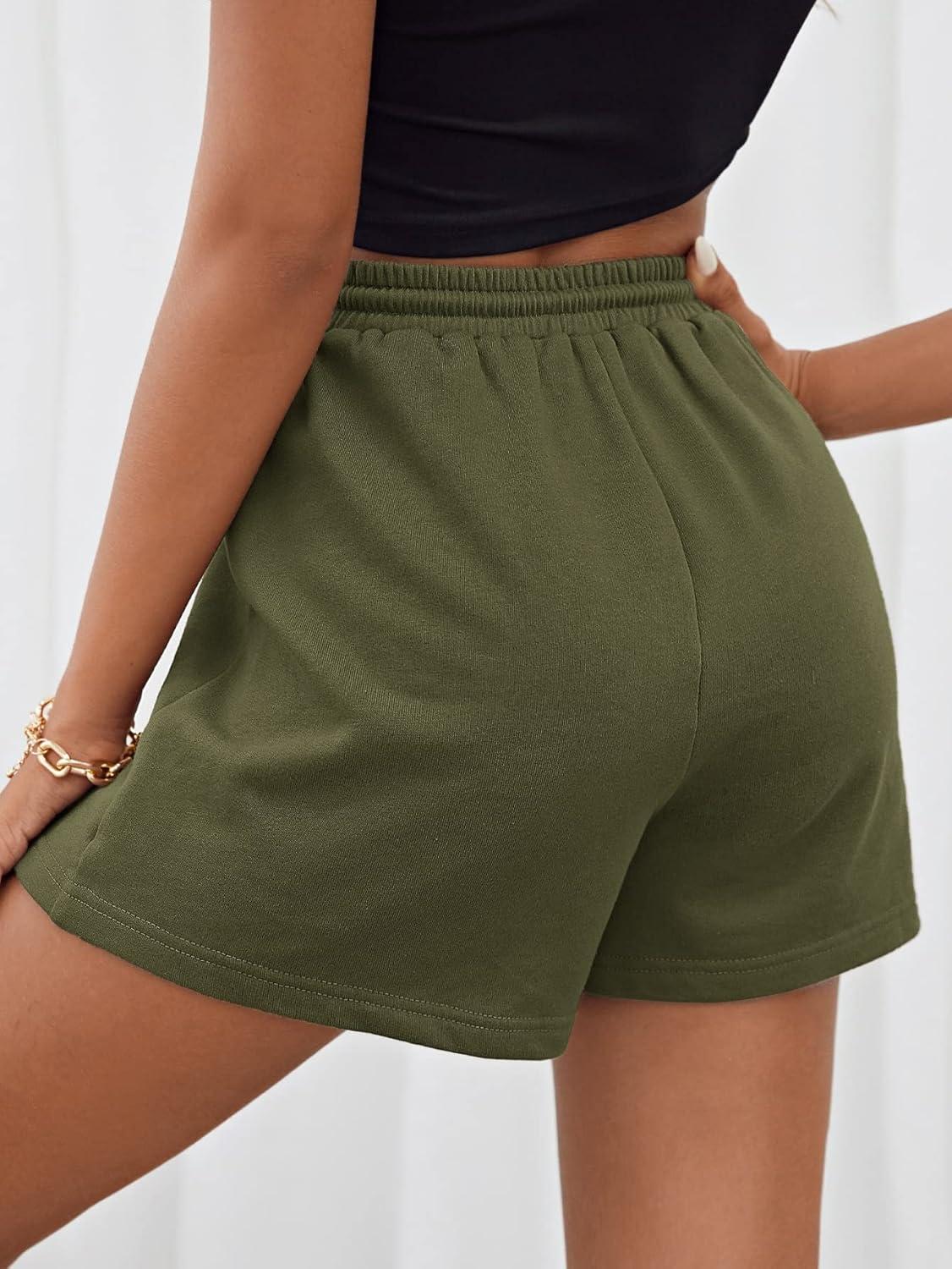 imageMakeMeChic Womens Casual Drawstring Waist Sweat Shorts Running Track ShortsArmy Green