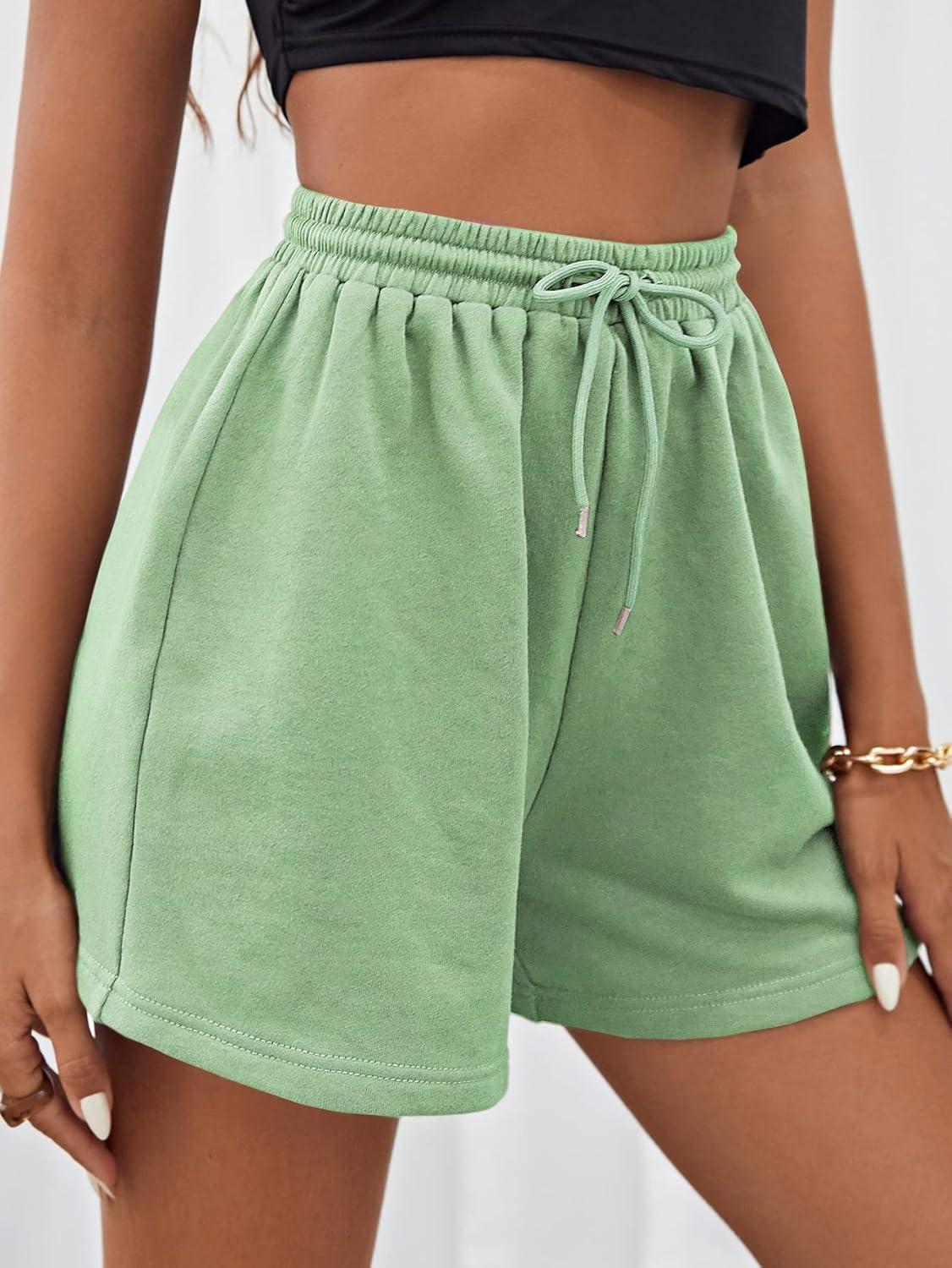 imageMakeMeChic Womens Casual Drawstring Waist Sweat Shorts Running Track ShortsMint Green