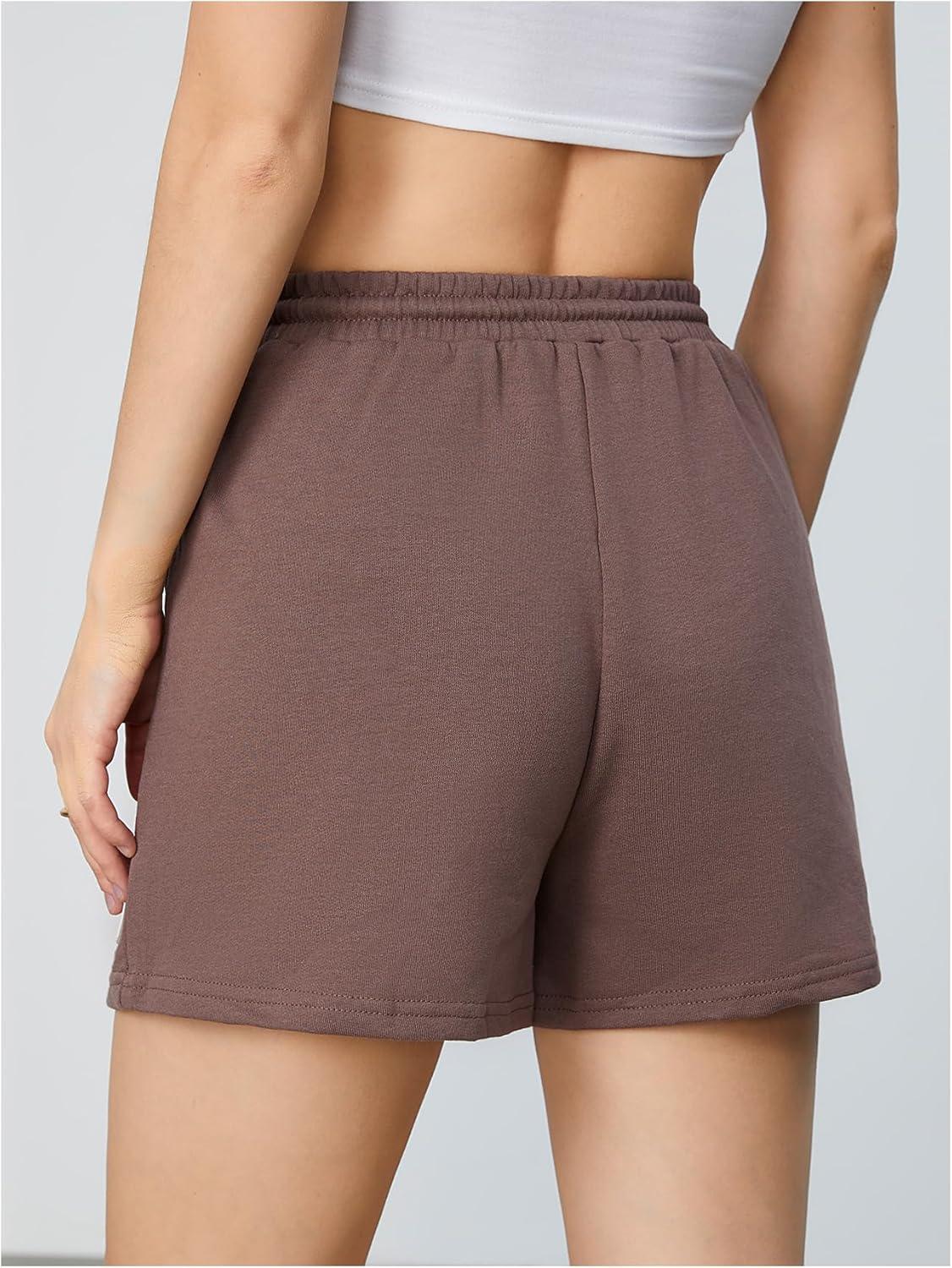 imageMakeMeChic Womens Casual Drawstring Waist Sweat Shorts Running Track ShortsMocha Brown a