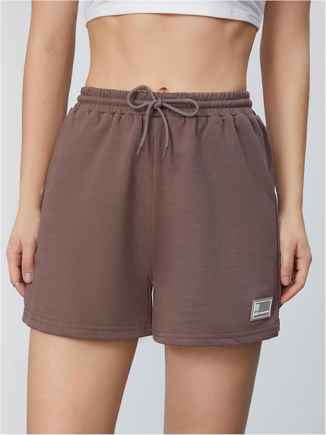 imageMakeMeChic Womens Casual Drawstring Waist Sweat Shorts Running Track ShortsMocha Brown a