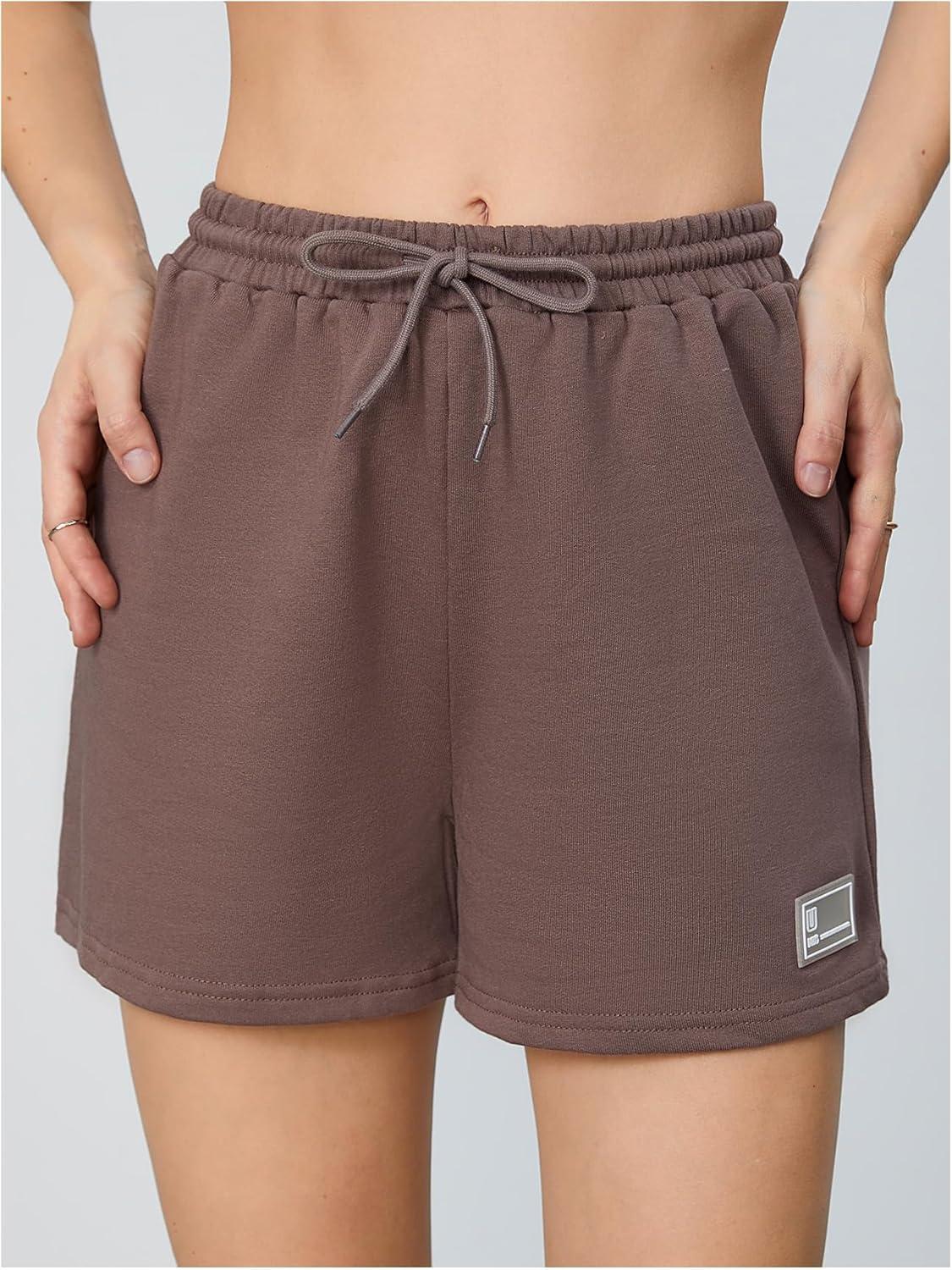 imageMakeMeChic Womens Casual Drawstring Waist Sweat Shorts Running Track ShortsMocha Brown a