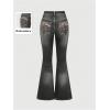 imageMakeMeChic Womens Bell Bottom Jeans Flare Jeans Embroidered Y2K High Waist PantsBlack