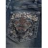 imageMakeMeChic Womens Bell Bottom Jeans Flare Jeans Embroidered Y2K High Waist PantsBlue