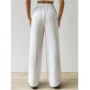 imageMakeMeChic Womens Casual Drawstring Pants Elastic High Waist Loose Baggy Wide Leg PantsWhite