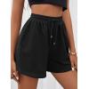 imageMakeMeChic Womens Casual Drawstring Waist Sweat Shorts Running Track ShortsBlack