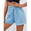 imageMakeMeChic Womens Casual Drawstring Waist Sweat Shorts Running Track ShortsBlue
