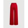 imageMakeMeChic Womens Casual Elastic Waist Wide Leg Button Straight Loose Pants Palazzo TrousersRed