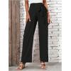imageMakeMeChic Womens High Waist Trousers Straight Leg Bow Knot Work Office Suit PantsBlack