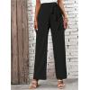 imageMakeMeChic Womens High Waist Trousers Straight Leg Bow Knot Work Office Suit PantsBlack
