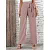 imageMakeMeChic Womens High Waist Trousers Straight Leg Bow Knot Work Office Suit PantsDusty Pink