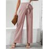 imageMakeMeChic Womens High Waist Trousers Straight Leg Bow Knot Work Office Suit PantsDusty Pink