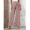 imageMakeMeChic Womens High Waist Trousers Straight Leg Bow Knot Work Office Suit PantsDusty Pink