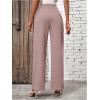 imageMakeMeChic Womens High Waist Trousers Straight Leg Bow Knot Work Office Suit PantsDusty Pink