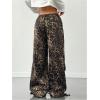 imageMakeMeChic Womens Leopard Cargo Pants Y2k Drawstring Waist Wide Leg Baggy Cheetah Print PantsBrown