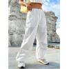 imageMakeMeChic Womens Leopard Cargo Pants Y2k Drawstring Waist Wide Leg Baggy Cheetah Print PantsWhite