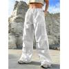 imageMakeMeChic Womens Leopard Cargo Pants Y2k Drawstring Waist Wide Leg Baggy Cheetah Print PantsWhite