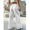 imageMakeMeChic Womens Leopard Cargo Pants Y2k Drawstring Waist Wide Leg Baggy Cheetah Print PantsWhite