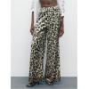 imageMakeMeChic Womens Leopard Print Pants Elastic Waist Lounge Pants Wide Leg Loose Long Pajama PantsKhaki