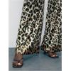 imageMakeMeChic Womens Leopard Print Pants Elastic Waist Lounge Pants Wide Leg Loose Long Pajama PantsKhaki