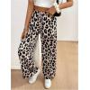 imageMakeMeChic Womens Leopard Print Pants Elastic Waist Lounge Pants Wide Leg Loose Long Pajama PantsMulticolor