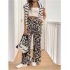 imageMakeMeChic Womens Leopard Print Pants Elastic Waist Lounge Pants Wide Leg Loose Long Pajama PantsMulticolor